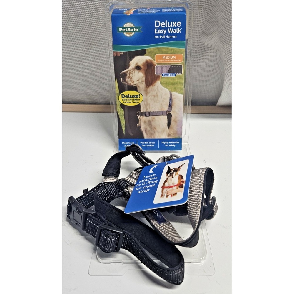 PETSAFE‎ Deluxe Easy Walk no-pull dog harness steel/black Sz M